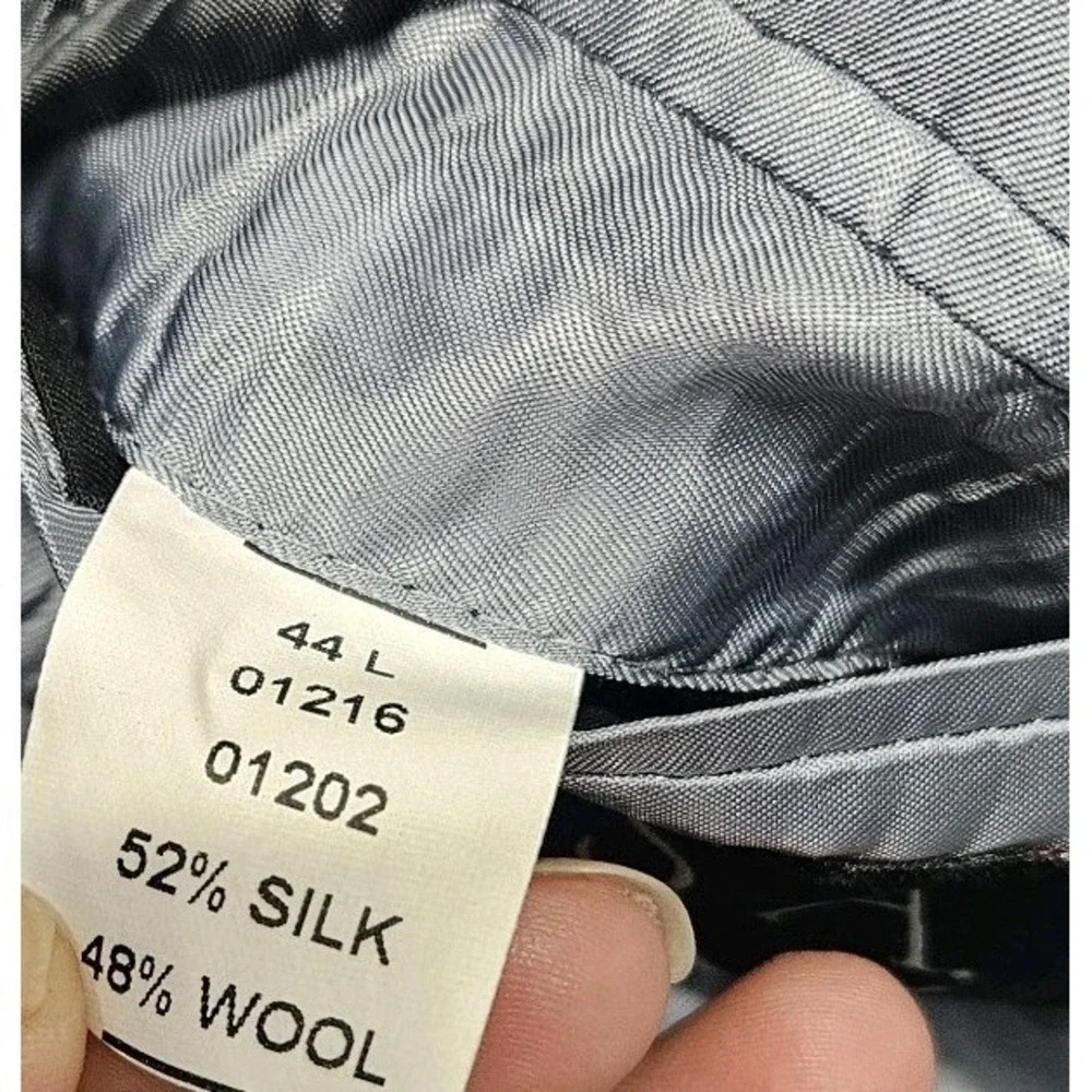 Jos A Bank Mens 44L Blazer Sport Coat Wool Silk Blend Herringbone Gray 2 Button